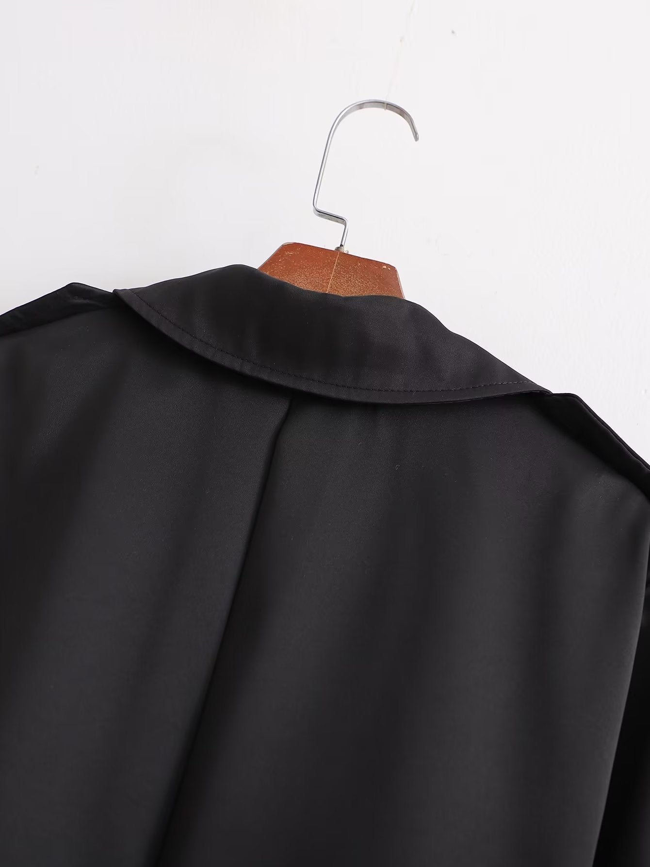 Women's Black Breasted Trench Coat