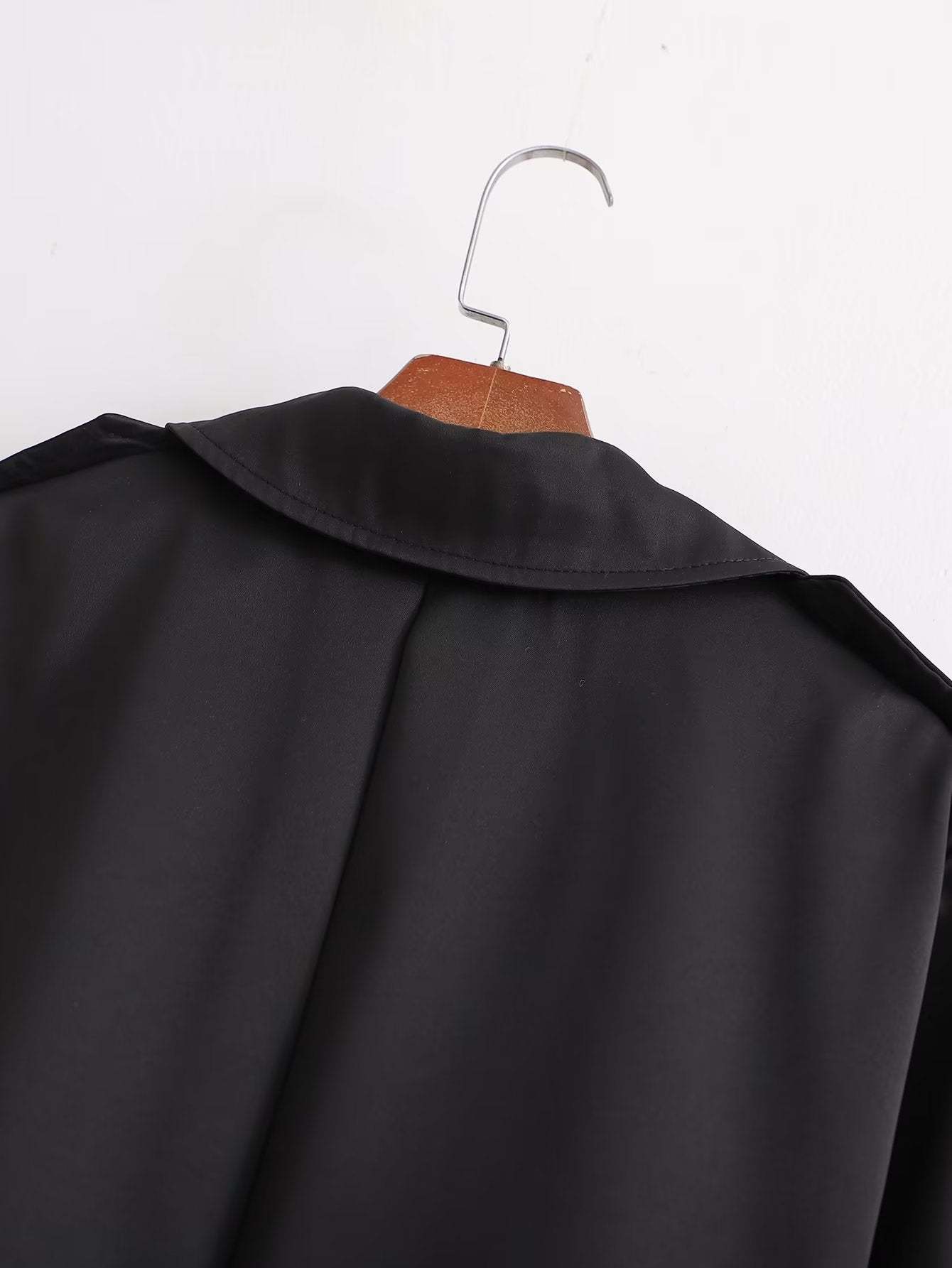 Women's Black Breasted Trench Coat