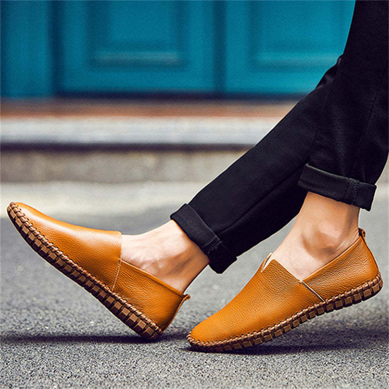 Grounding Men's Simple Pure Color Stitches Breathable Leather Barefoot Shoes