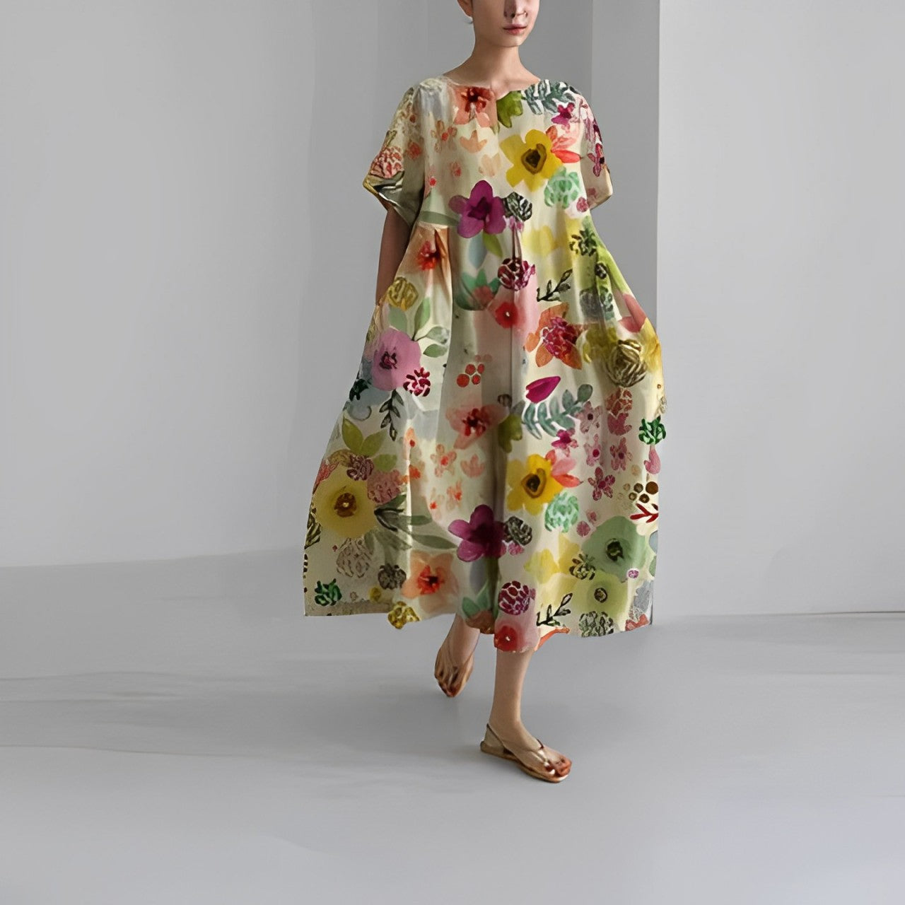 Floral Pattern Midi Dress