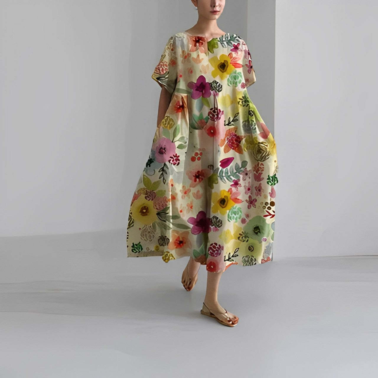 Floral Pattern Midi Dress