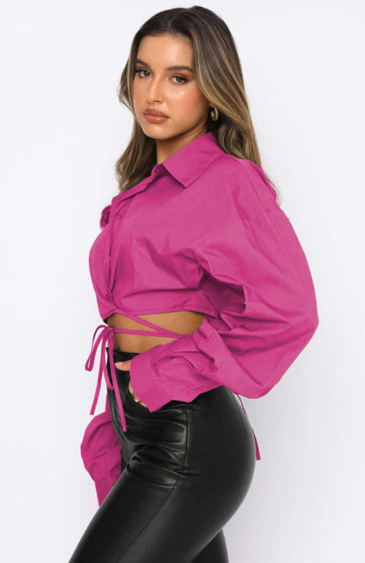 Tie-Front Cropped Shirt