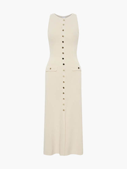 Buttoned Sleeveless Maxi Dress