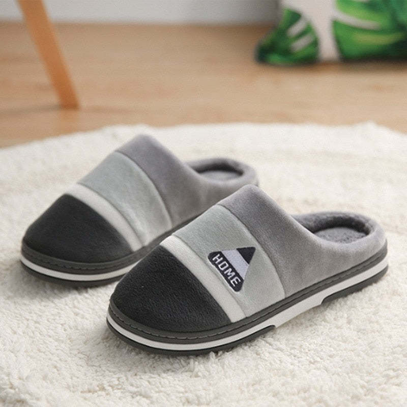 Velvet Fur Men Indoor Slippers Cushion Winter Shoes