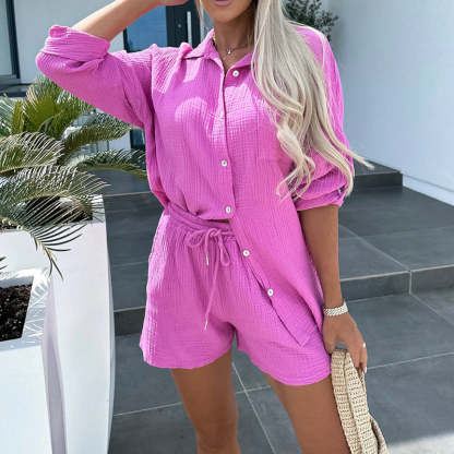 Plain Cotton Women's Casual Suit