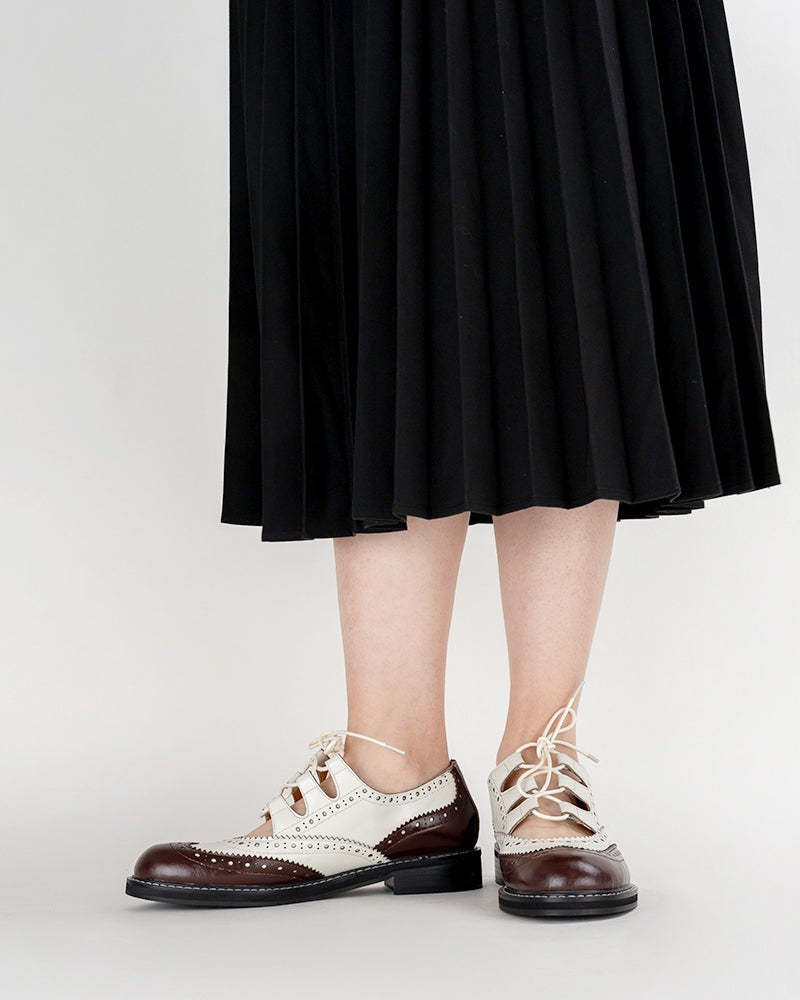 Women's Lace-Up Wingtip Perforated Leather Oxfords