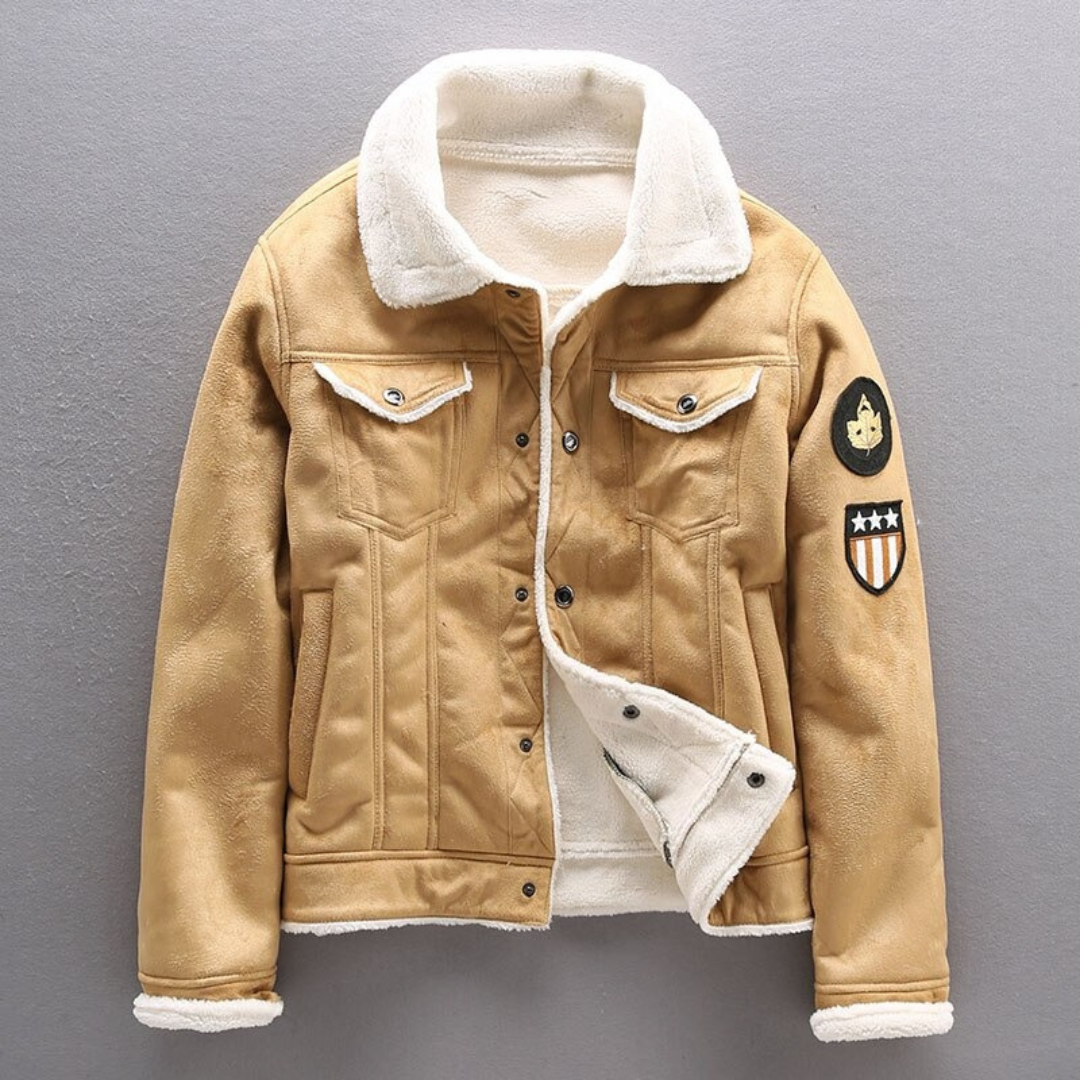 Suede Biker Jacket With Lambswool Lining