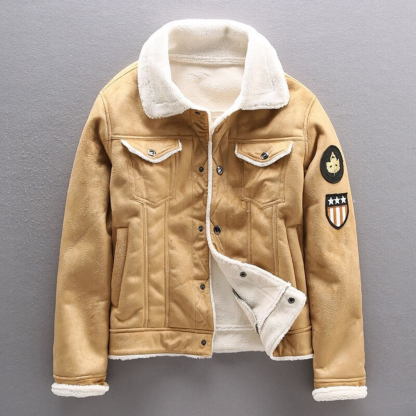 Suede Biker Jacket With Lambswool Lining