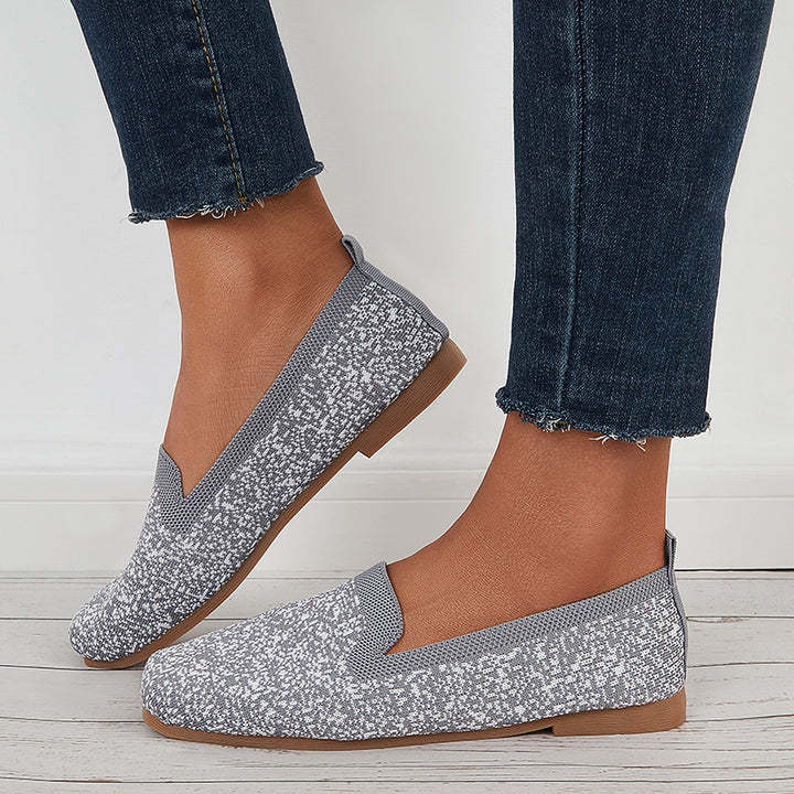 Soft Knit Slip on Flat Shoes Breathable Mesh Loafers
