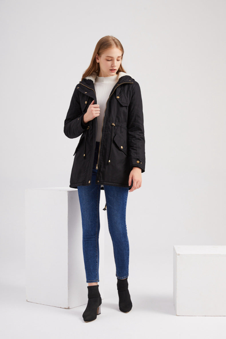Casual Drawstring Hooded Jacket