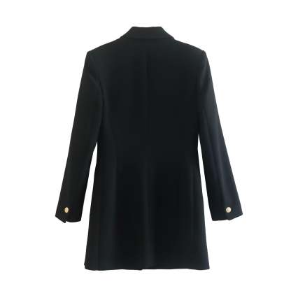 Long Ladies Blazer With Gold Button