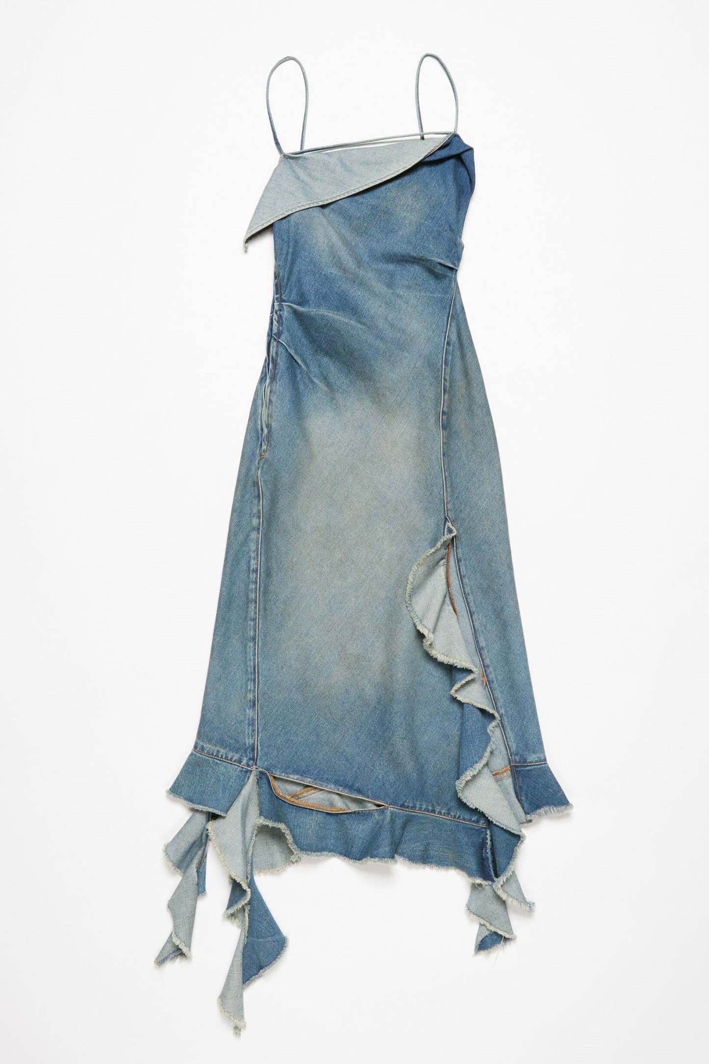 Denim Ruffle Midi Dress