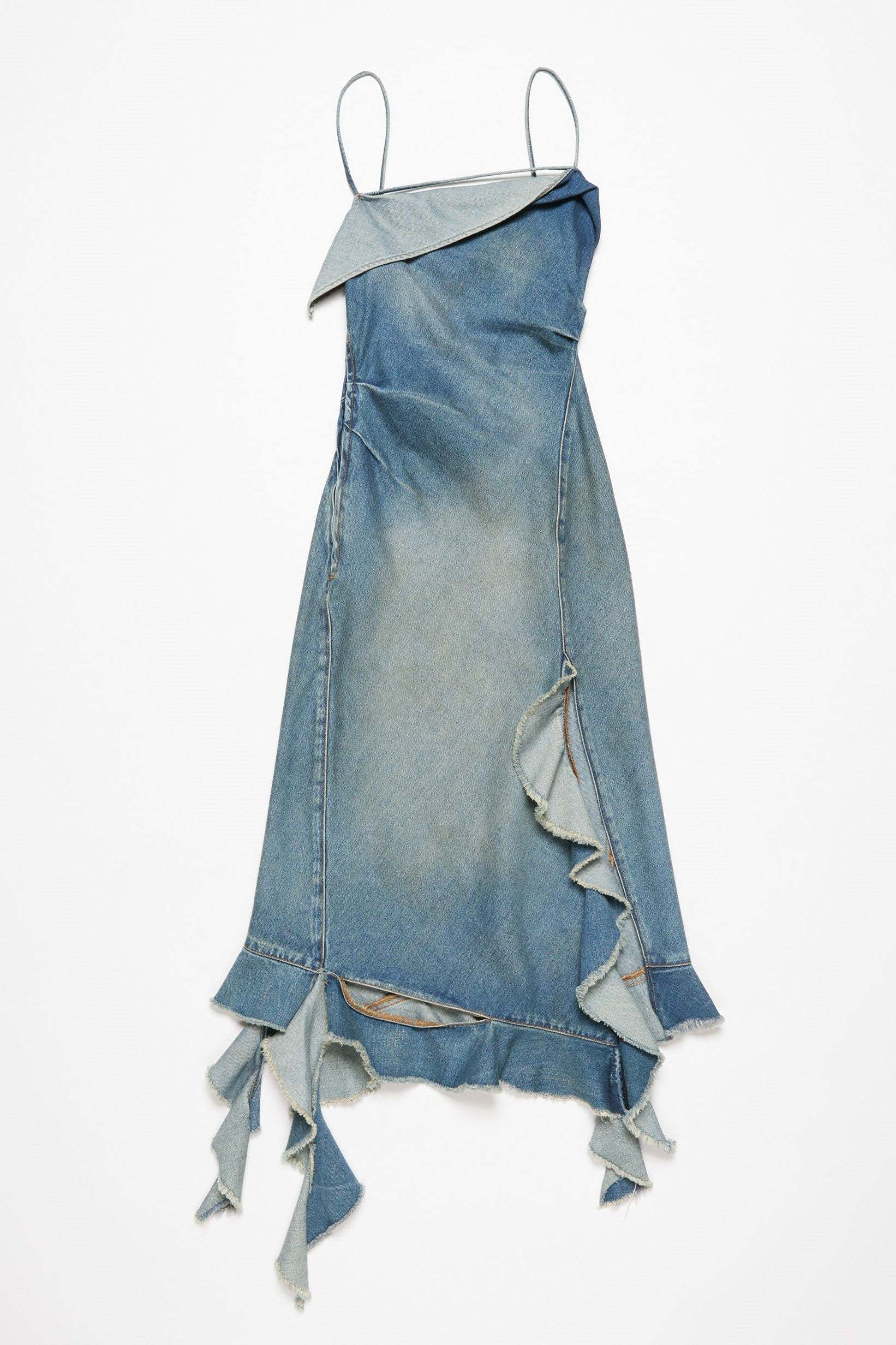 Denim Ruffle Midi Dress