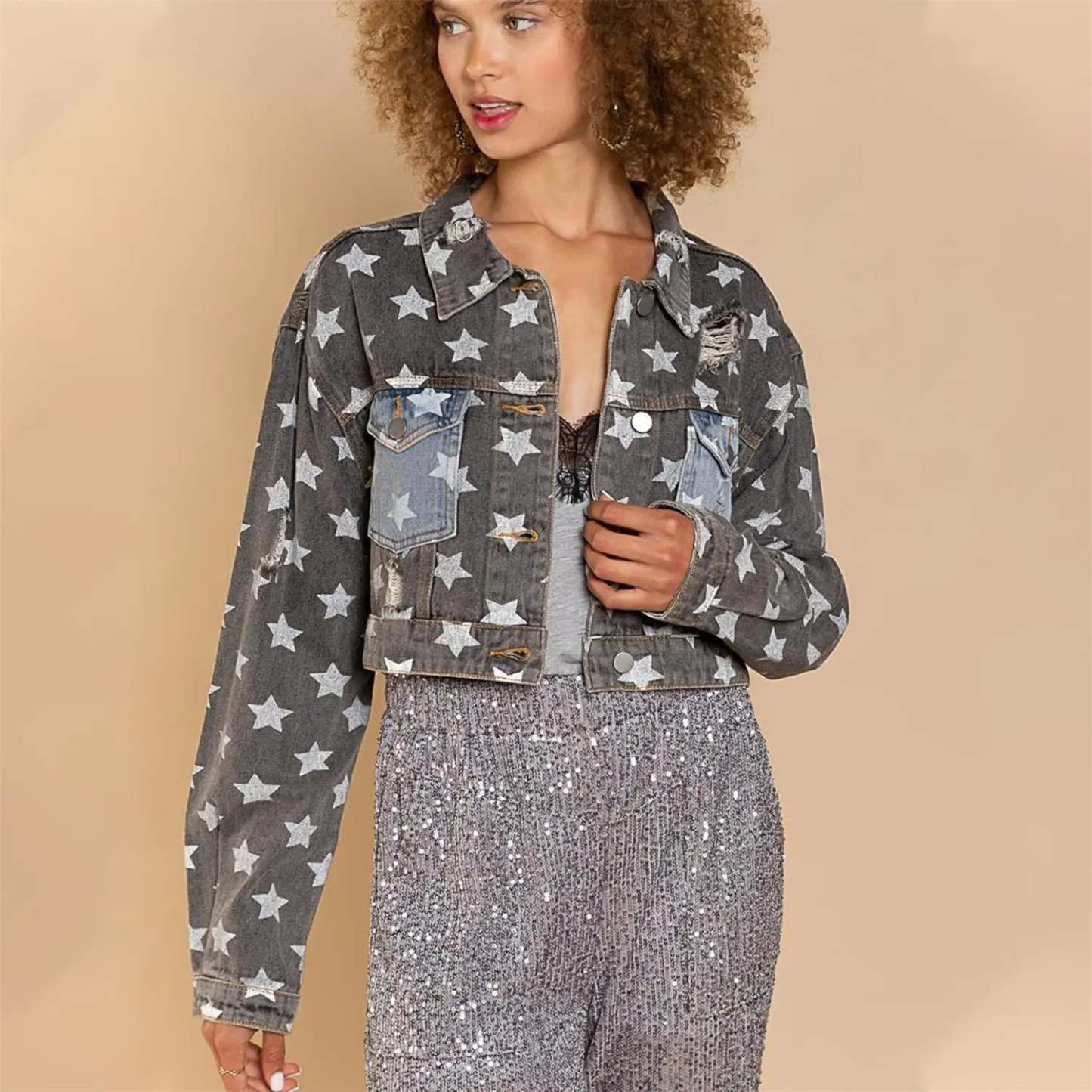 Starry Denim Cropped Jacket