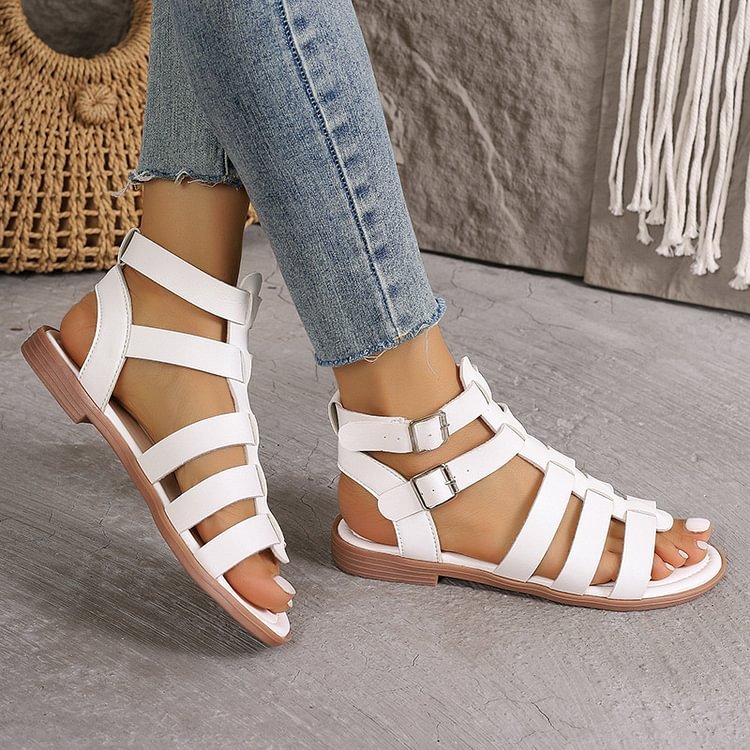 Summer Hollow Woven Thick Heel Non-Slip Sand Roman Shoes