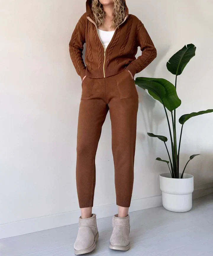 Two-piece set casual jacquard knit sweater