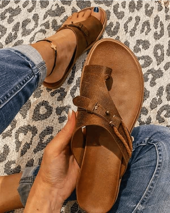 Leather Orthopedic Sandals Flip Flop Beach Summer Anti-slip