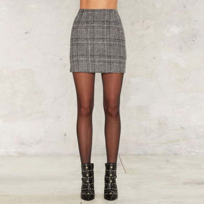 High Waisted Plaid Skirt