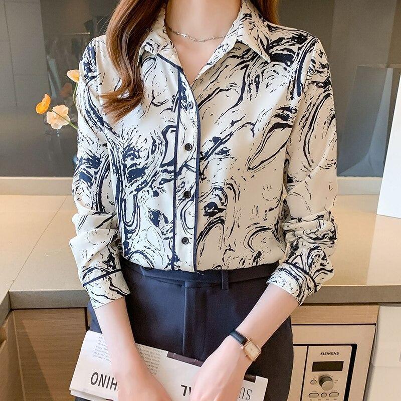 Elegant Abstract Print Shirt