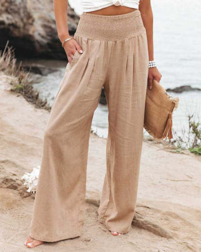 Wide Leg Linen Trousers