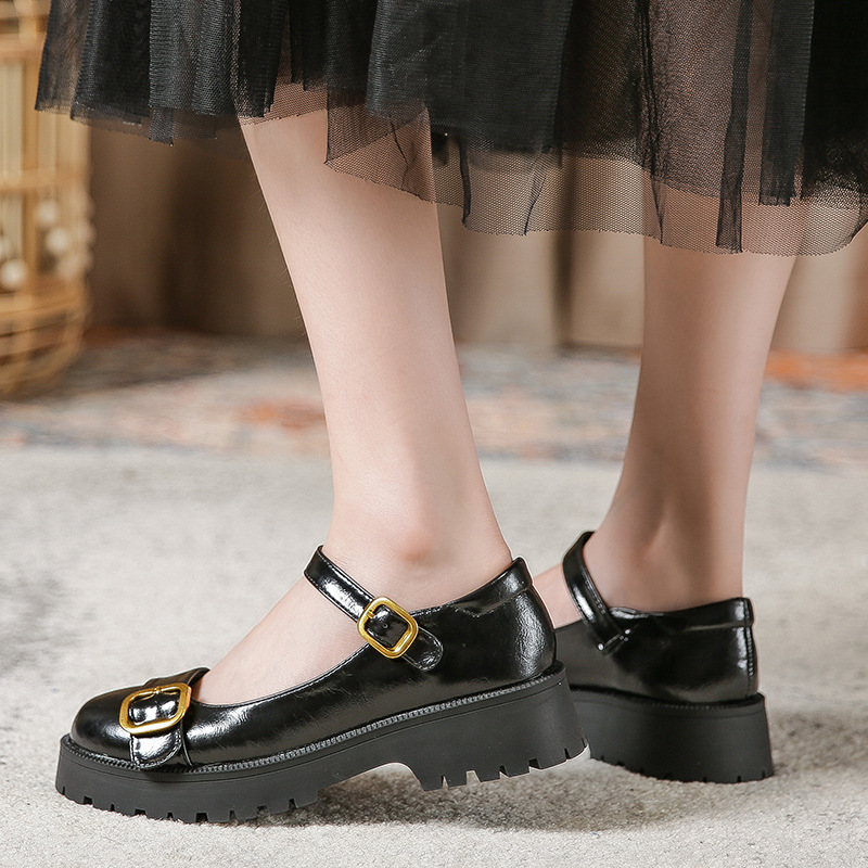 Retro Mary Jane Shoes Buckle Strap Platform Loafer School Shoes