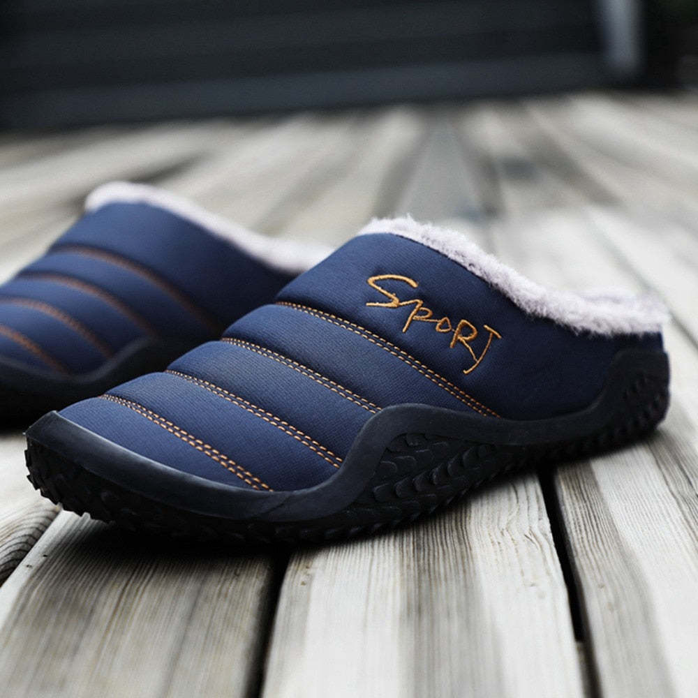 Fur Slippers For Men Warm Anti-slip Winter Shoes
