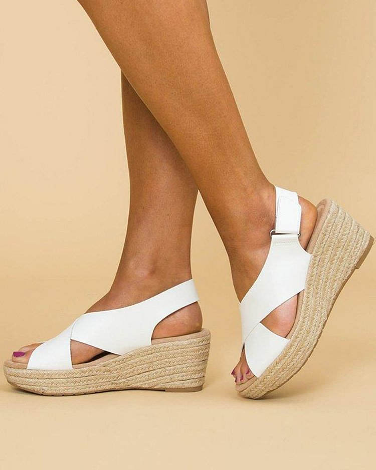 Braided Criss Cross Slingback Wedge Sandals