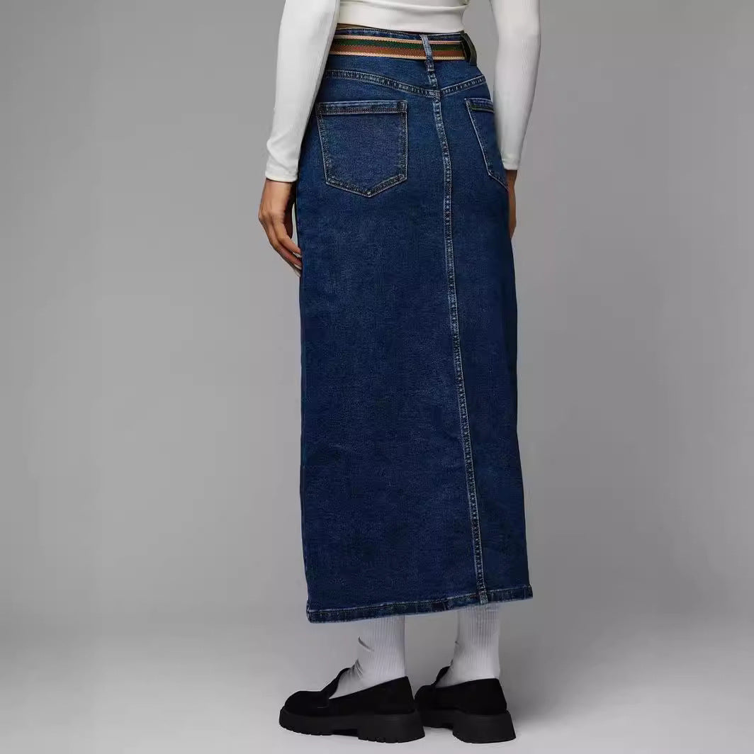 Split Denim Skirt