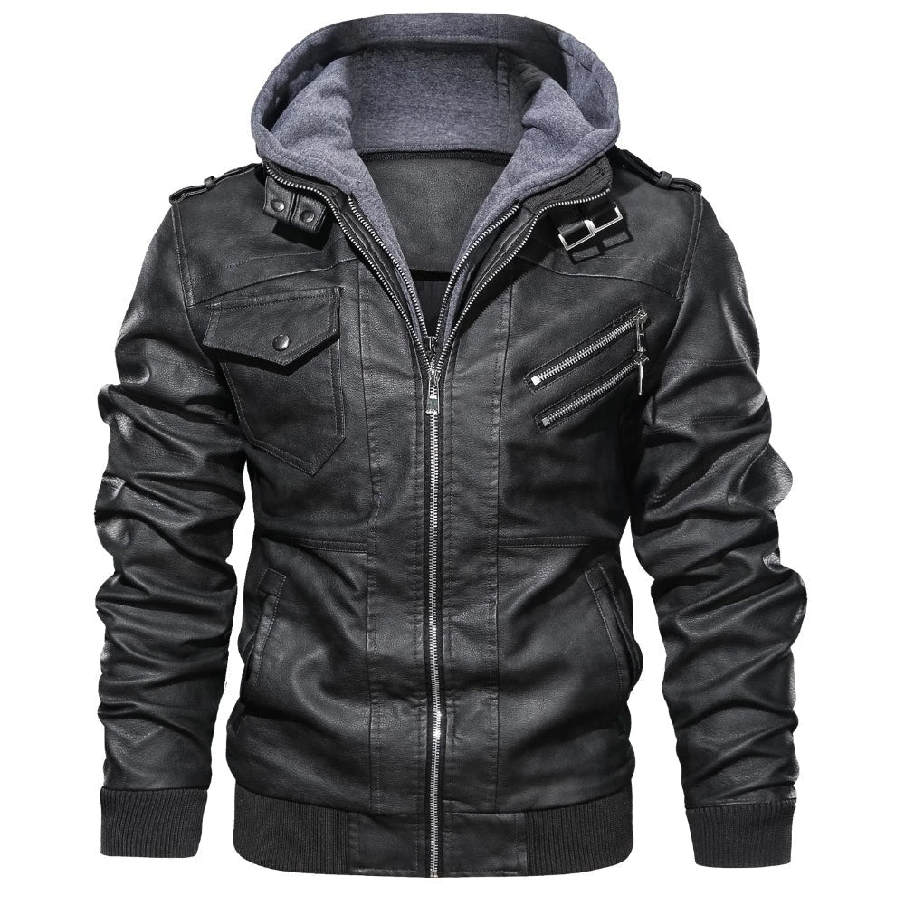 Leather Jacket With Hoodie