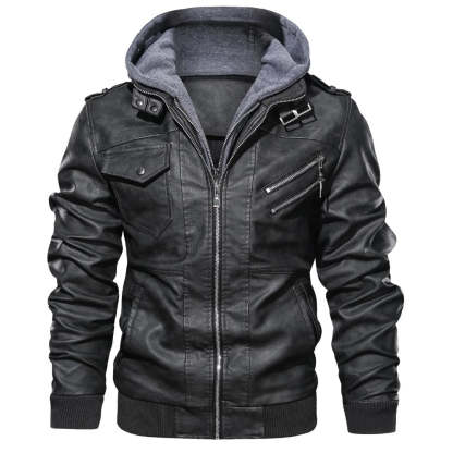 Leather Jacket With Hoodie