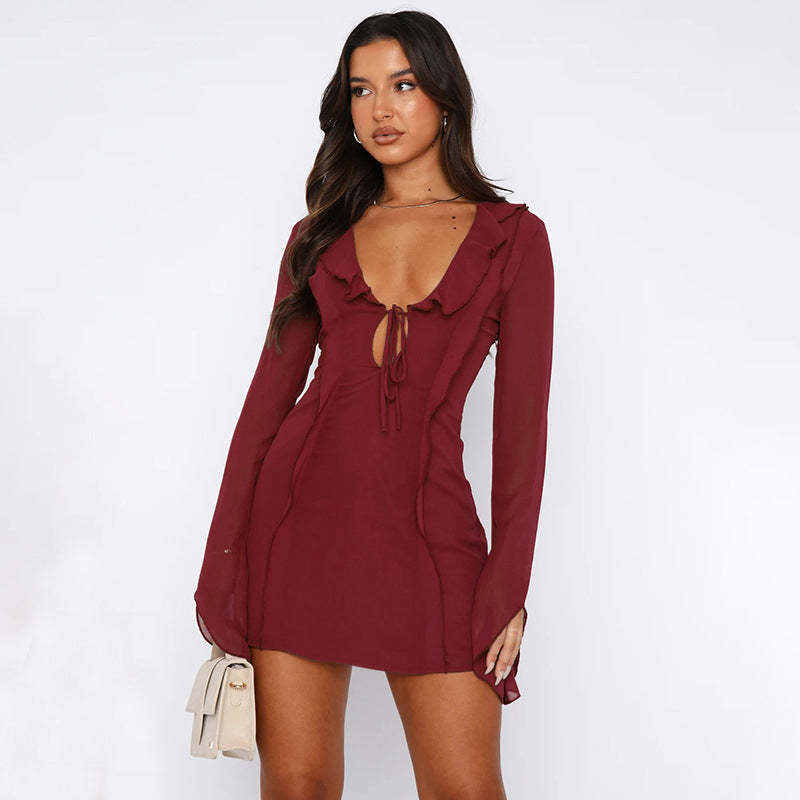 Mini Dress with Sheer Sleeves