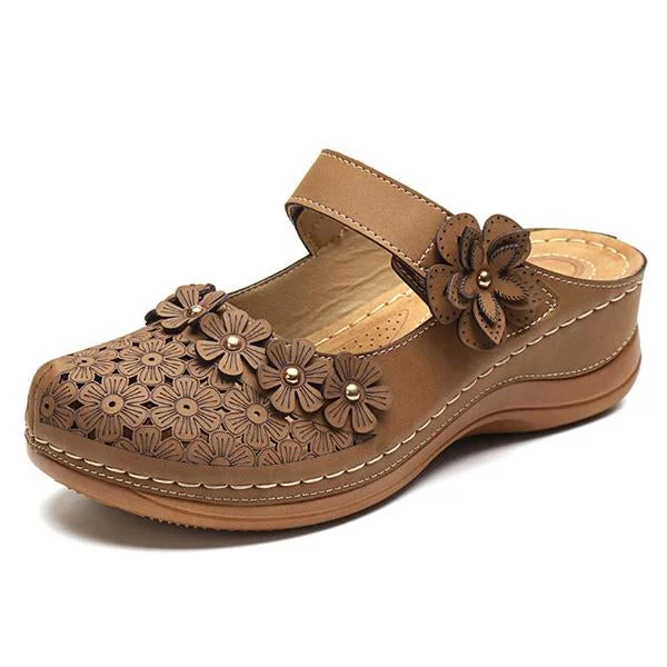 Comfy Floral Slip-On Wedge Sandal