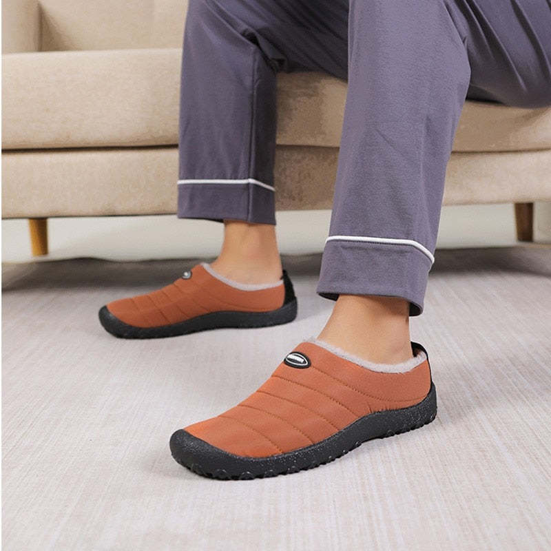Fur Slippers For Men Waterproof Indoor And Outdoor Winter Slides