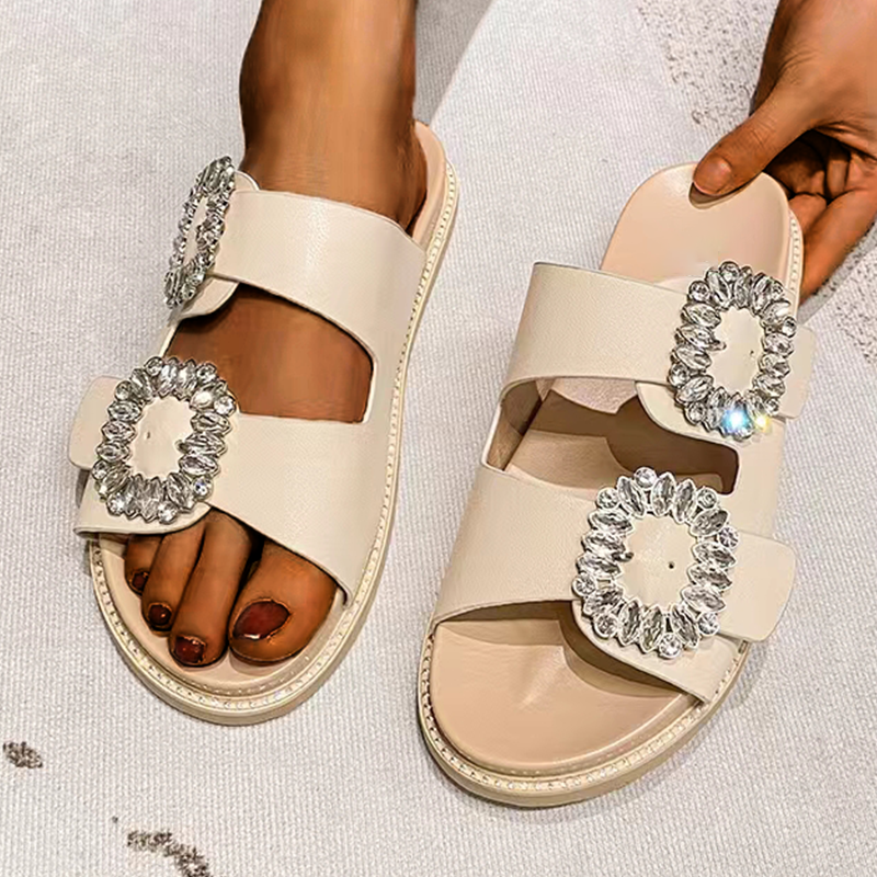 Buckle Rhinestone Beach Sandals