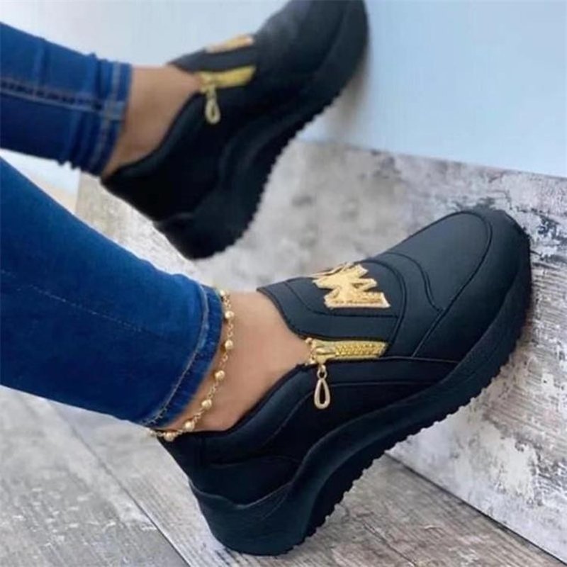 Women Casual Side Zipper Fashion Platform Sneakers Shoes