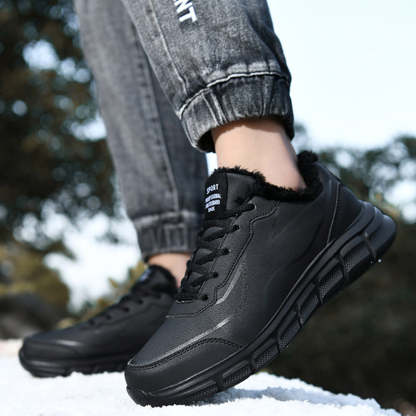 Men's Black Leather Comfort Sneakers