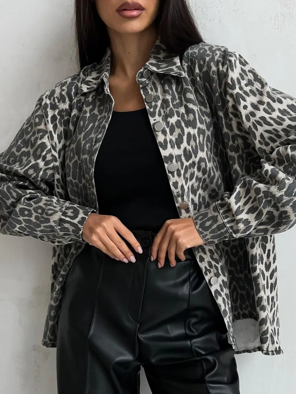 Leopard Print Denim Jacket