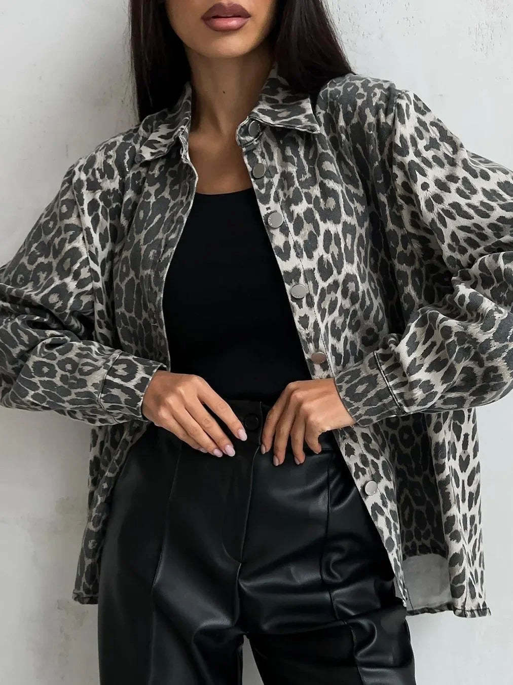Leopard Print Denim Jacket