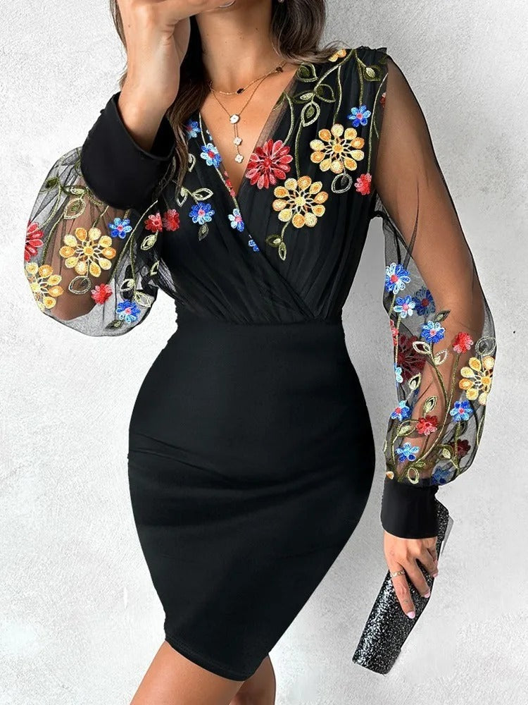Sheer Sleeve dycon Dress