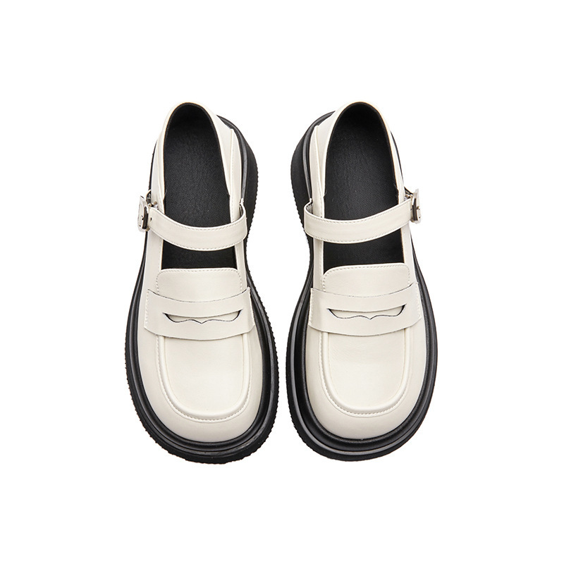 Round Toe Platform Mary Jane Loafers Buckle Strap Uniform Shoes