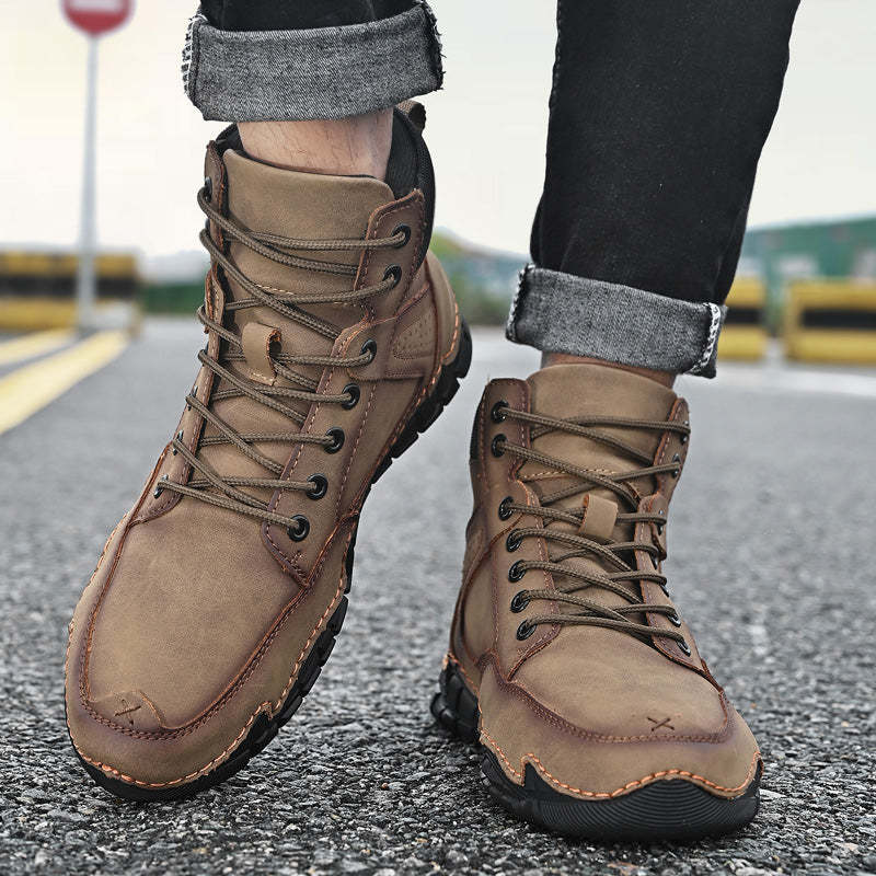 Men Casual Ankle Boots Leather Winter Orthopedic Shoes