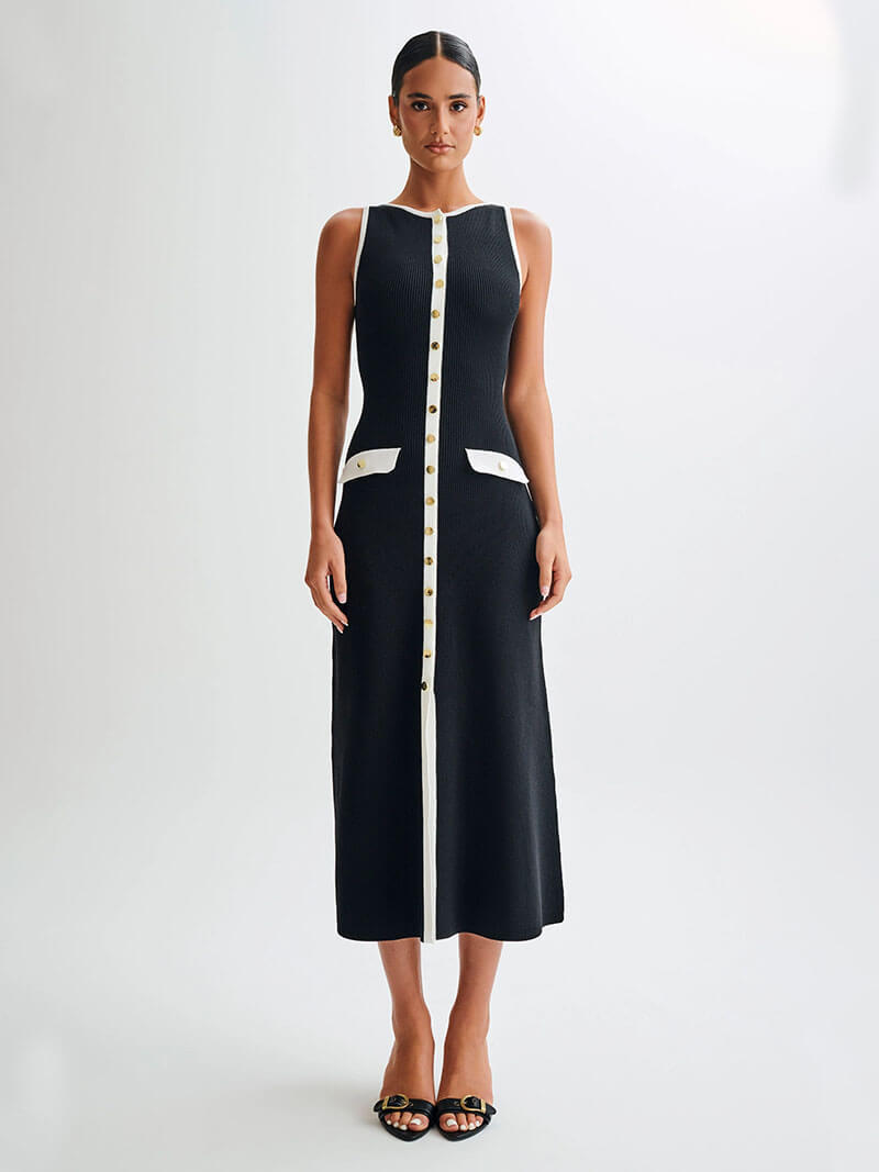 Buttoned Sleeveless Maxi Dress