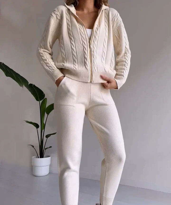 Two-piece set casual jacquard knit sweater