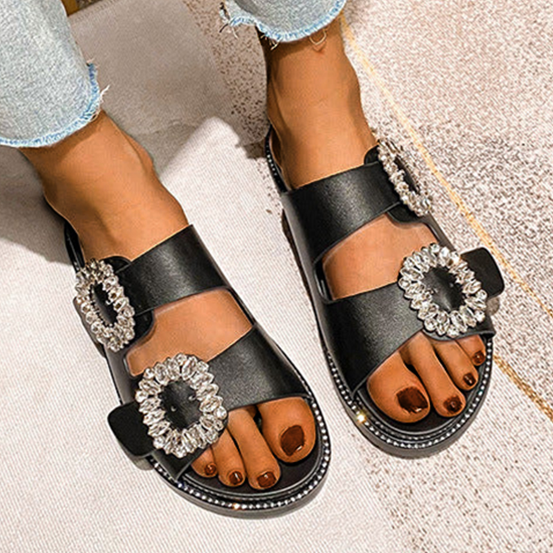 Buckle Rhinestone Beach Sandals