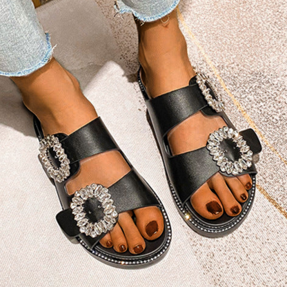 Buckle Rhinestone Beach Sandals