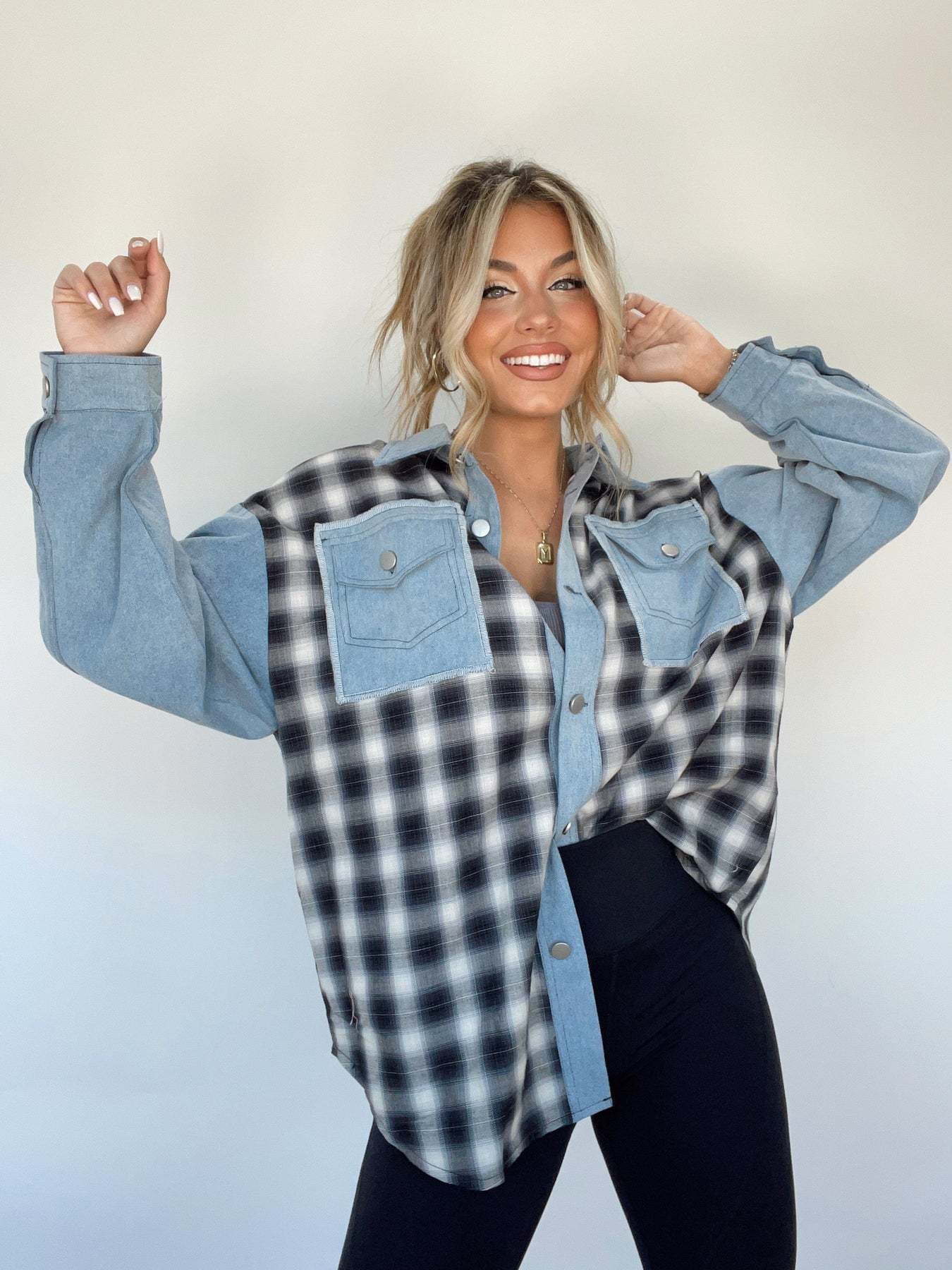 Modern Denim and Plaid Hybrid Shirt