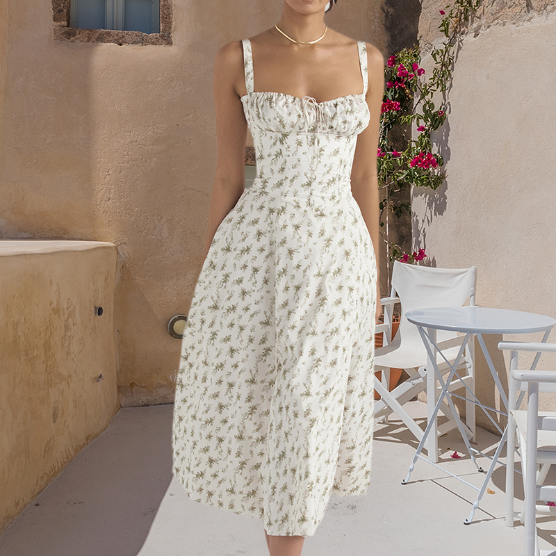 Flared Skirt Midi Dress