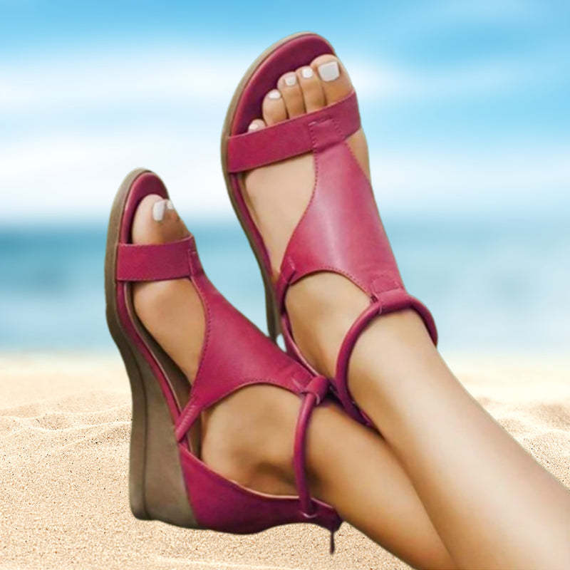 Orthopedic Leather Sandals with Heel