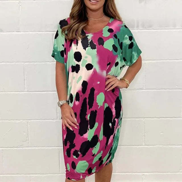 Leopard print loose casual dress