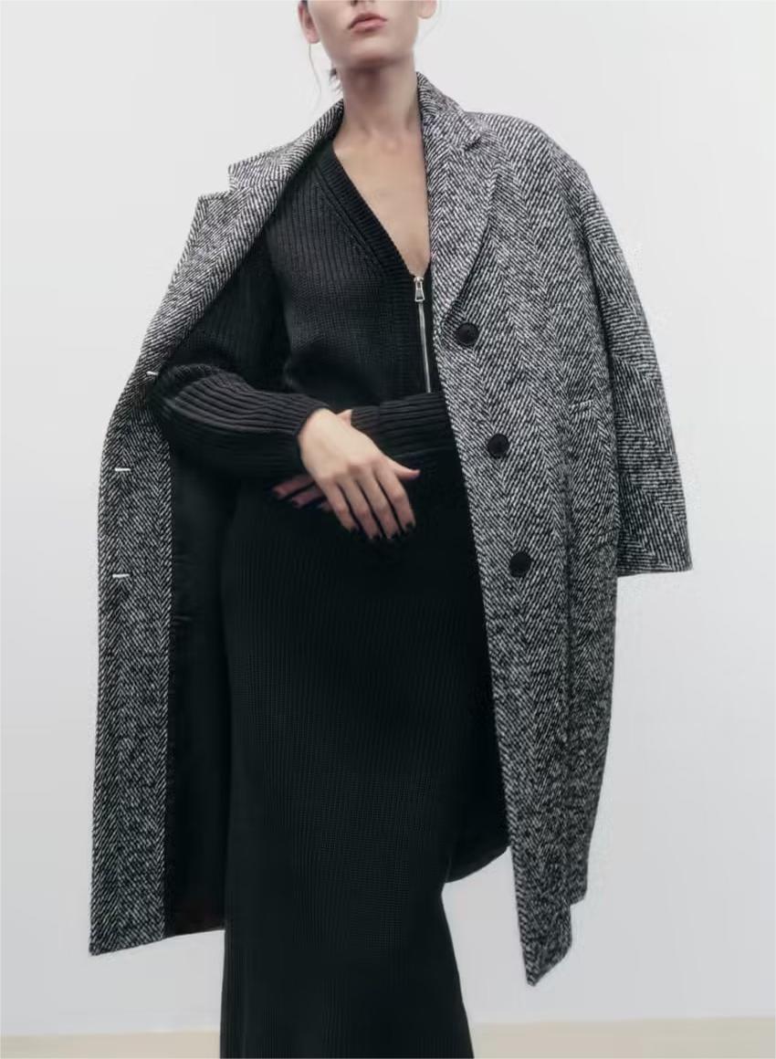 Women's Herringne Pattern Overcoat